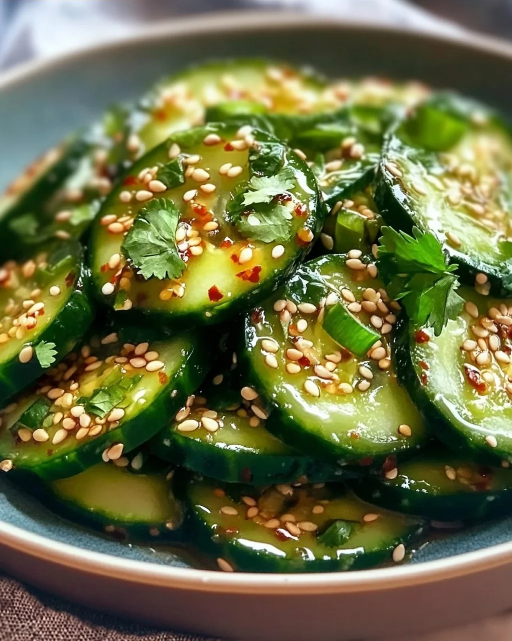 Asiatischer Gurkensalat: Chili-Sesam-Kick für heiße Tage!