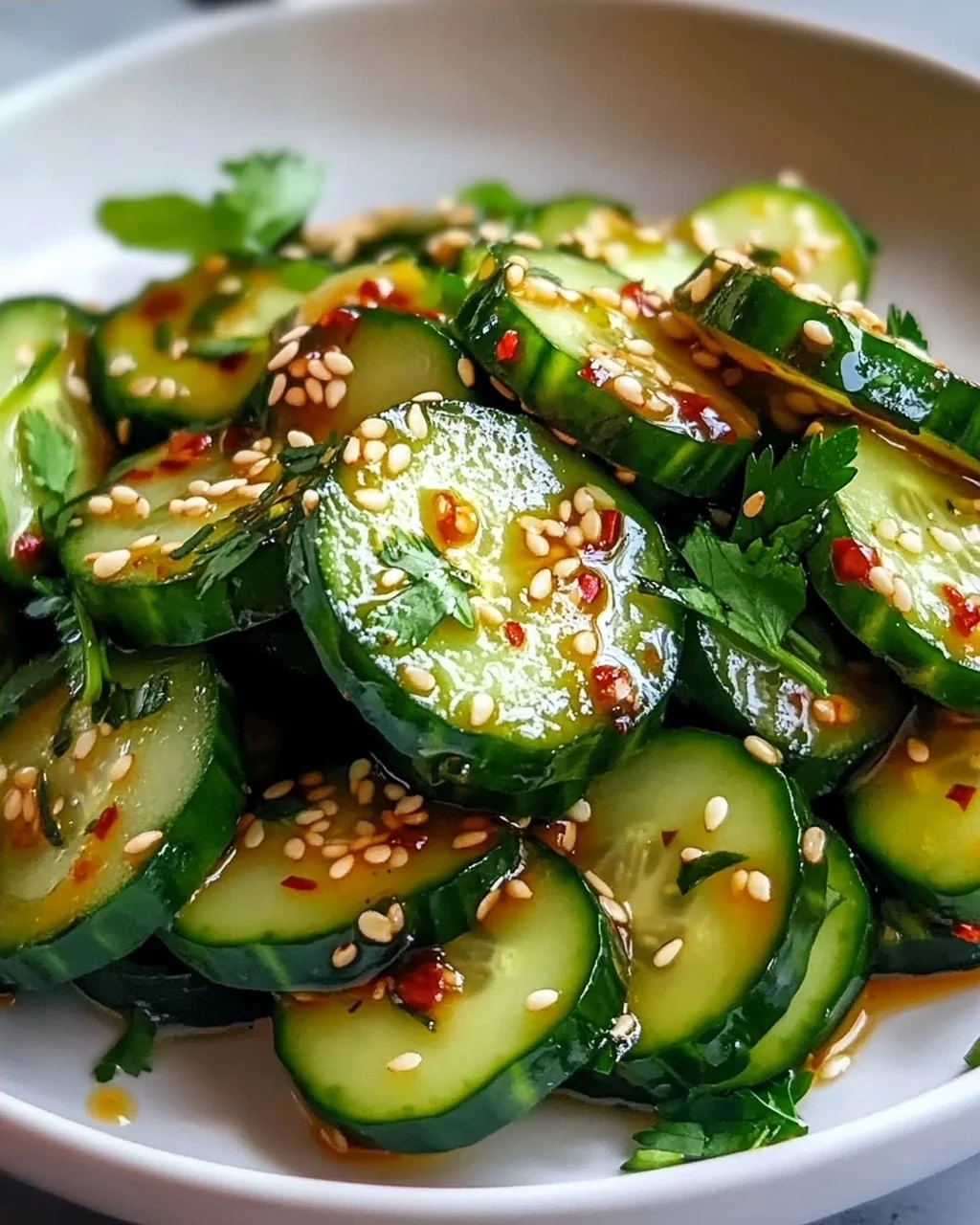 Asiatischer Gurkensalat: Chili-Sesam-Kick für heiße Tage!