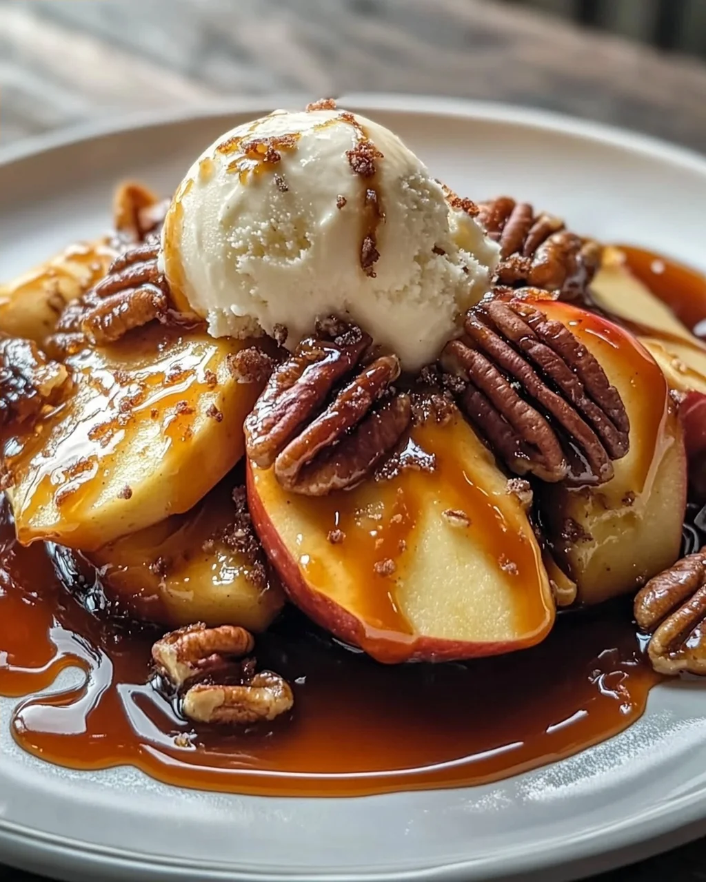 Blühende Gegrillte Äpfel mit Karamell und Nüssen
