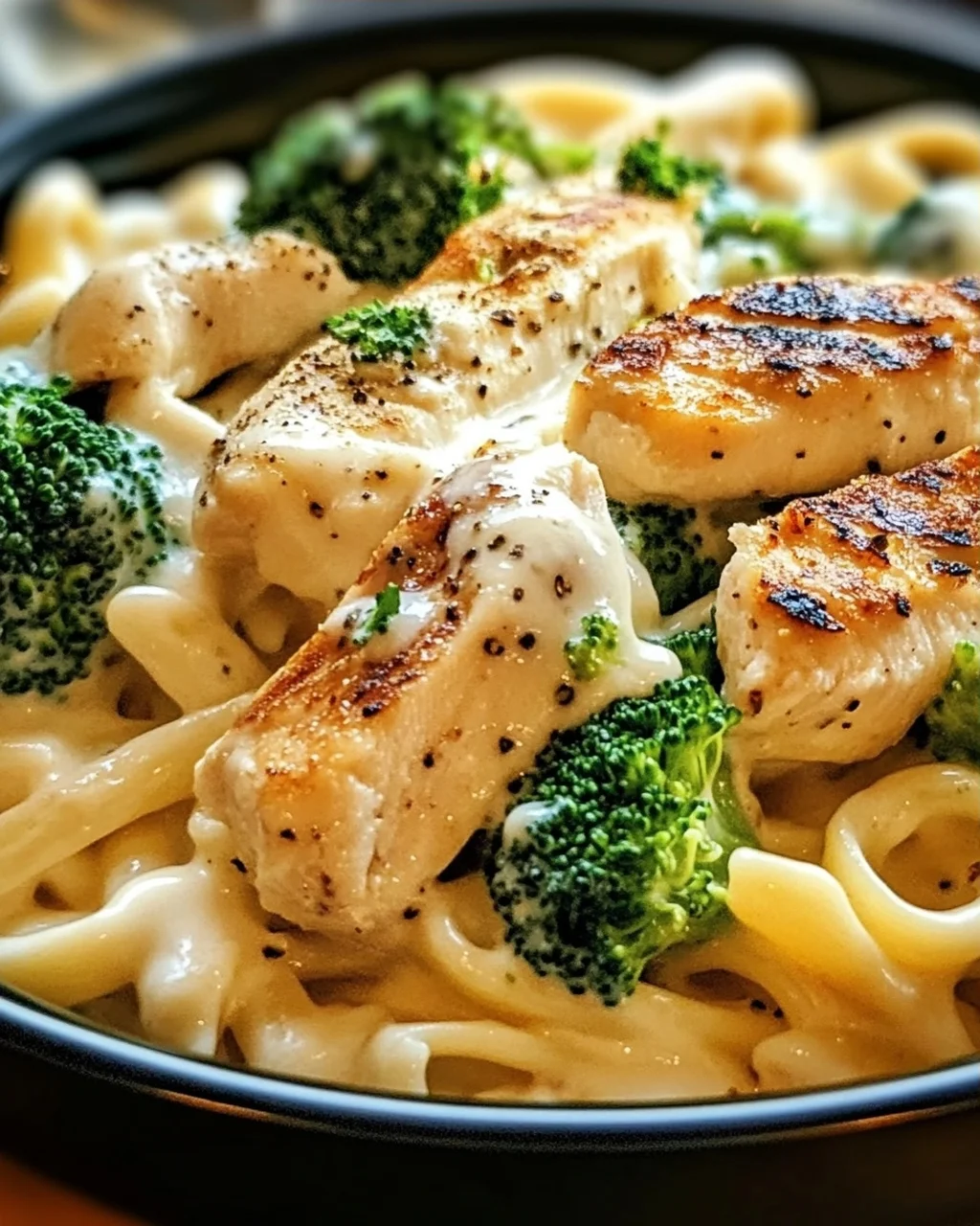 Cremige Hähnchen-Brokkoli-Alfredo Pasta