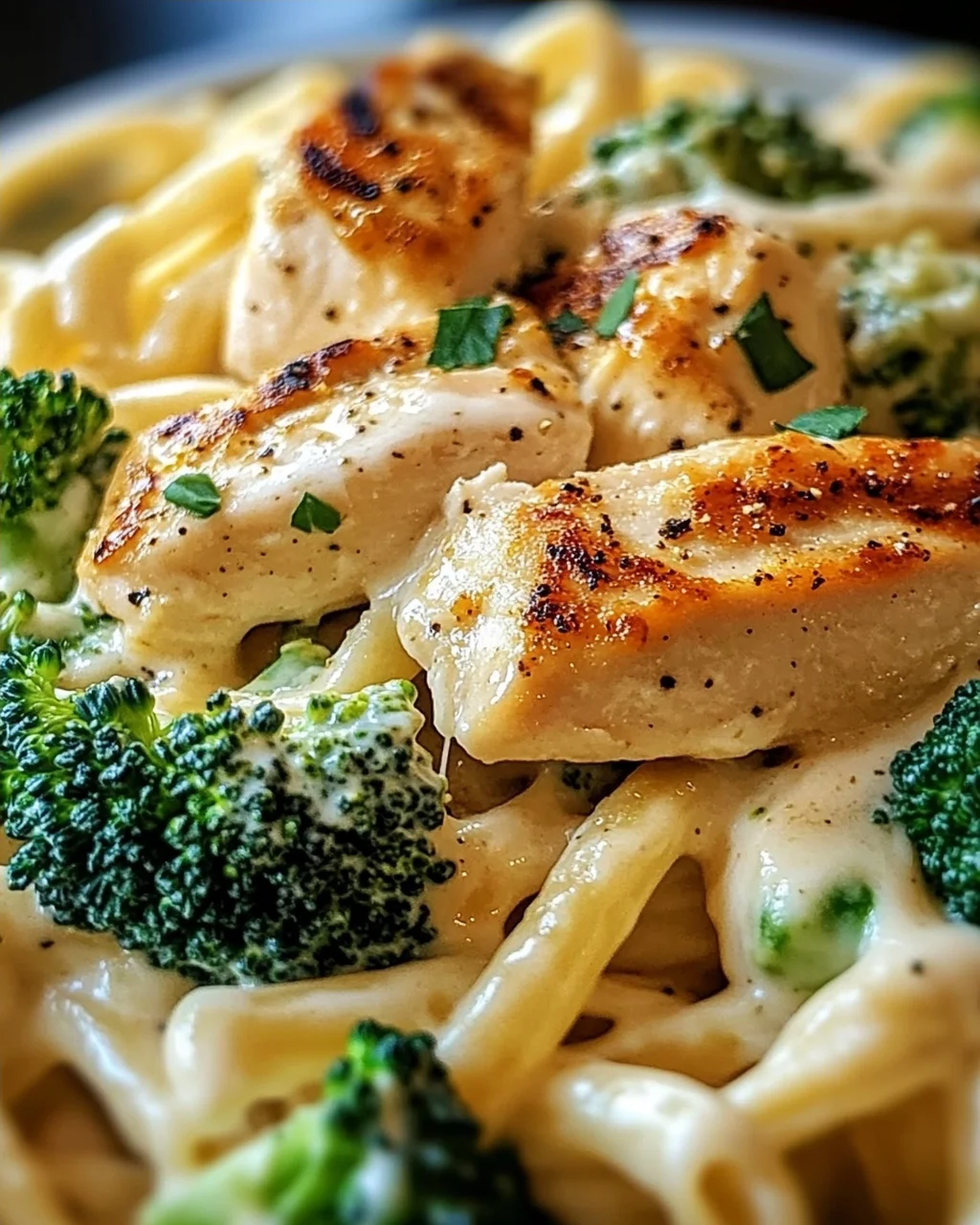Cremige Hähnchen-Brokkoli-Alfredo Pasta