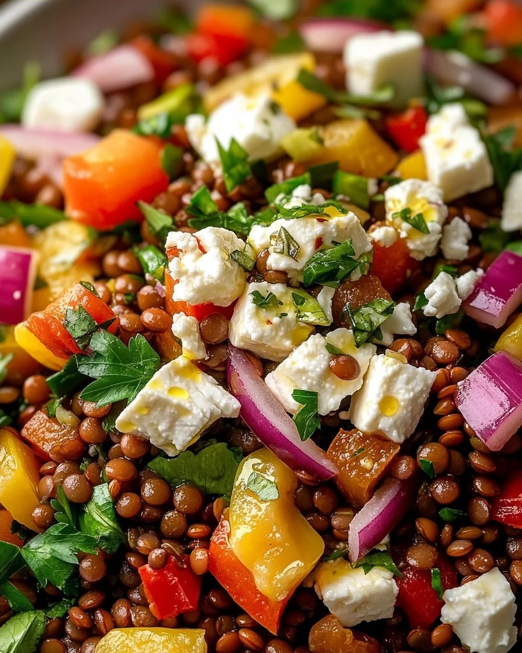 Cremiger Orientalischer Linsensalat Feta