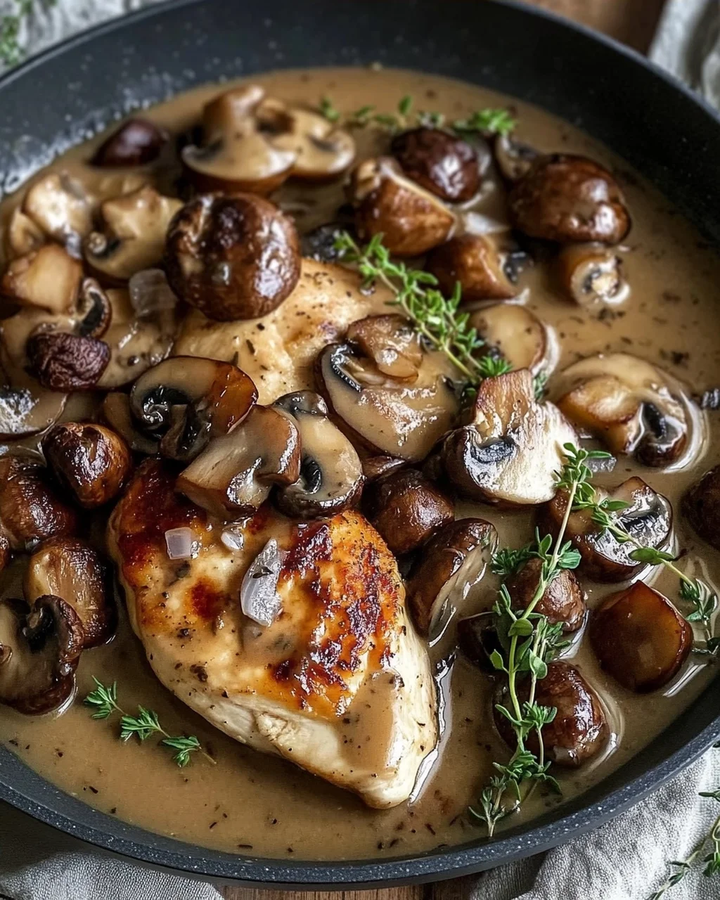 Cremiges Marsala-Hähnchen mit Balsamico Pilzen