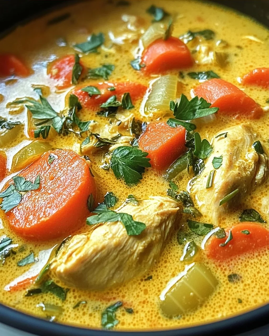 Currysuppe mit Hähnchen