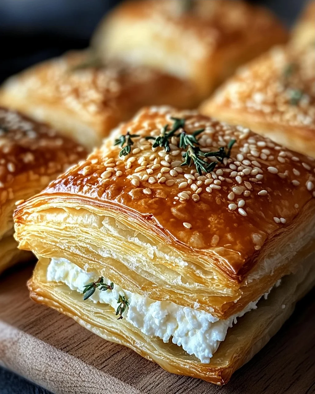 Feta im Blätterteig mit Sesam und Thymian