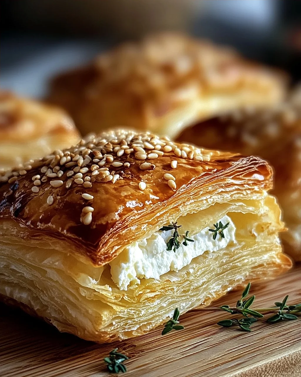 Feta im Blätterteig mit Sesam und Thymian