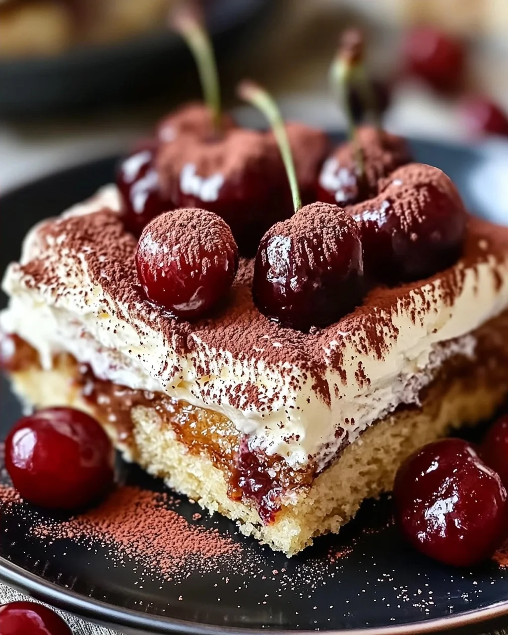 Fruchtiges Kirsch-Tiramisu mit Amaretto-Geschmack (alkoholfrei)