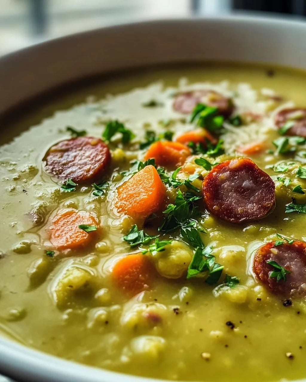German Split Pea Soup With Smoked Sausage – Hearty Recipe!