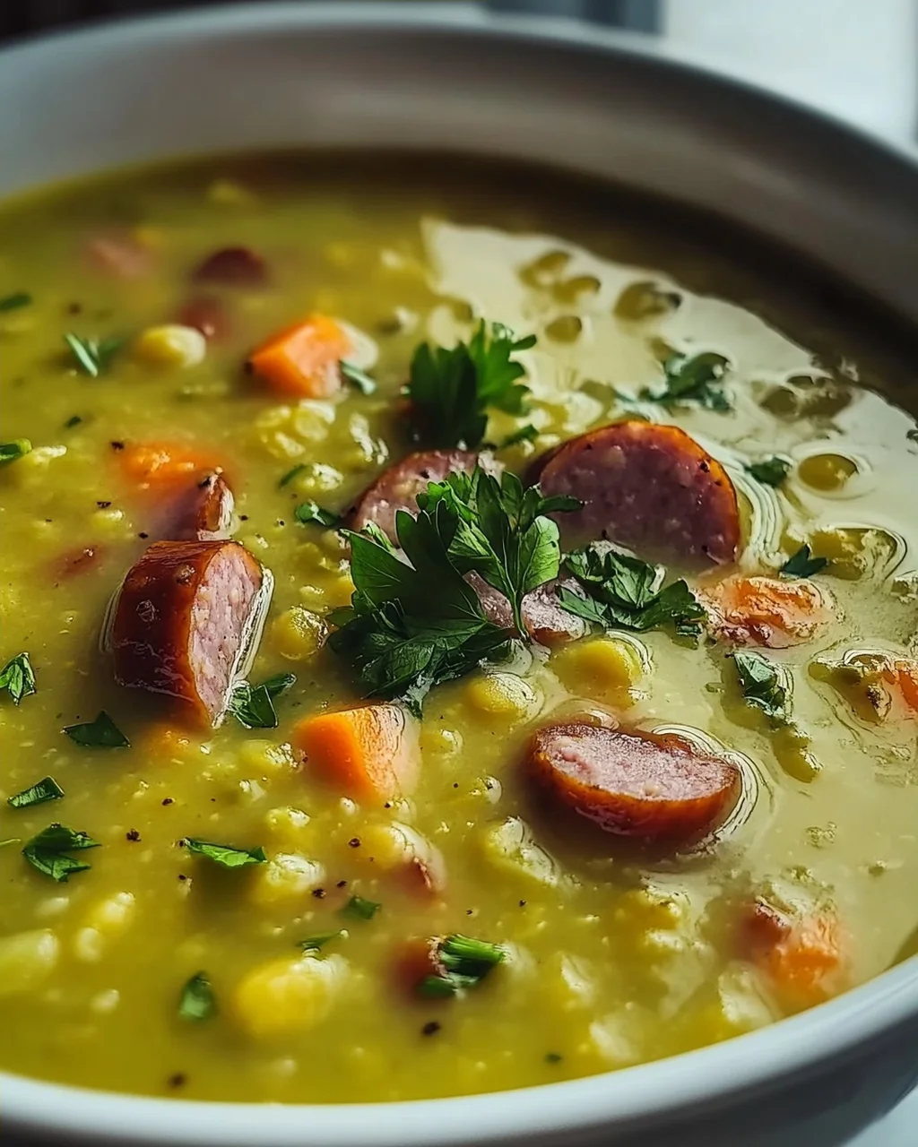 German Split Pea Soup With Smoked Sausage – Hearty Recipe!