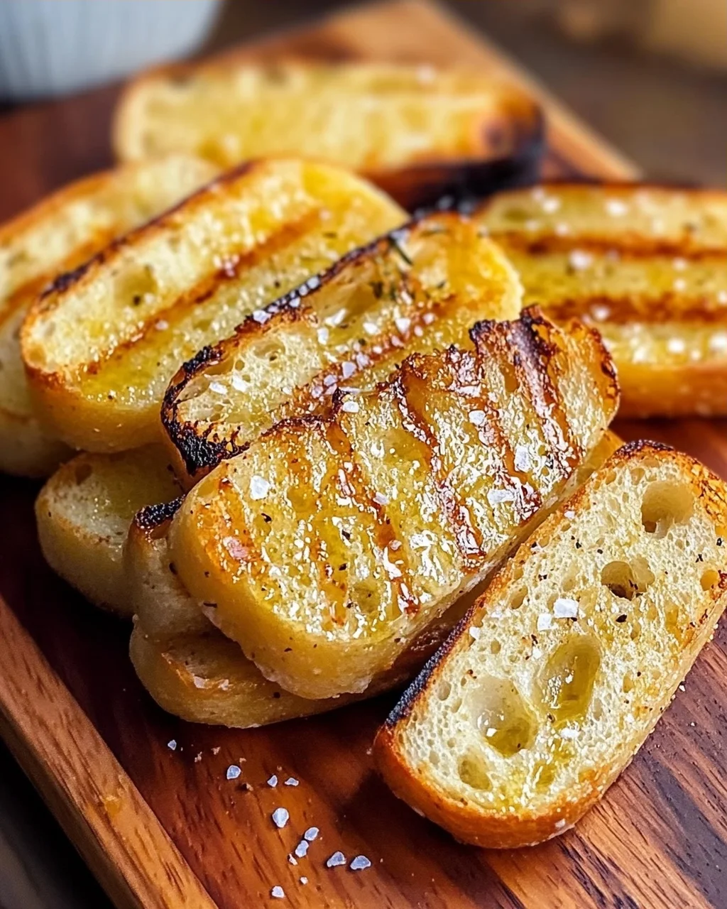 Grillbrot mit Olivenöl und Meersalz