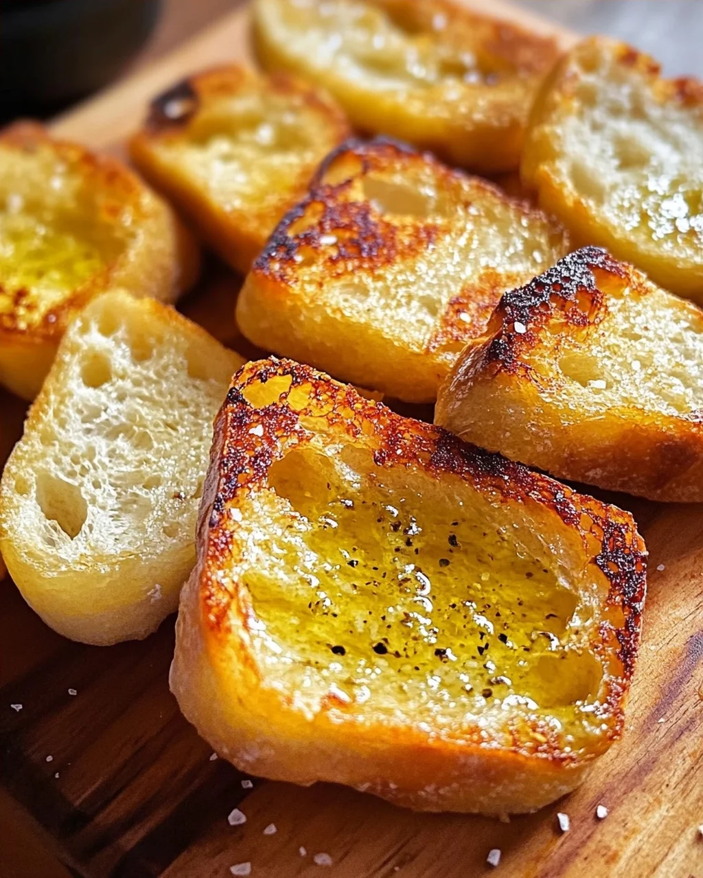 Grillbrot mit Olivenöl und Meersalz