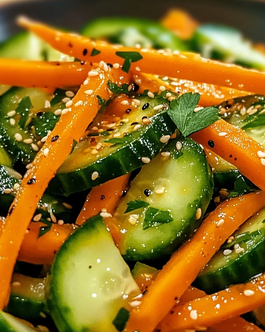 Gurkensalat mit Karotten für den Sommergenuss