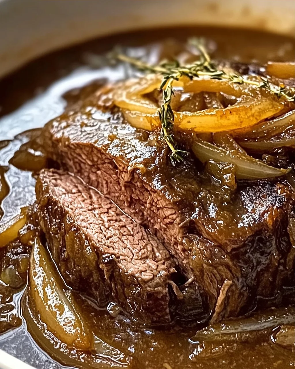 Herzhafter französischer Zwiebel-Rinderbraten für Gemütlichkeit