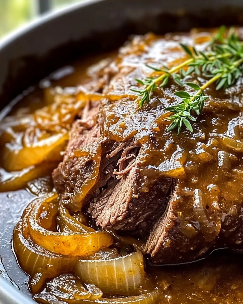 Herzhafter französischer Zwiebel-Rinderbraten für Gemütlichkeit