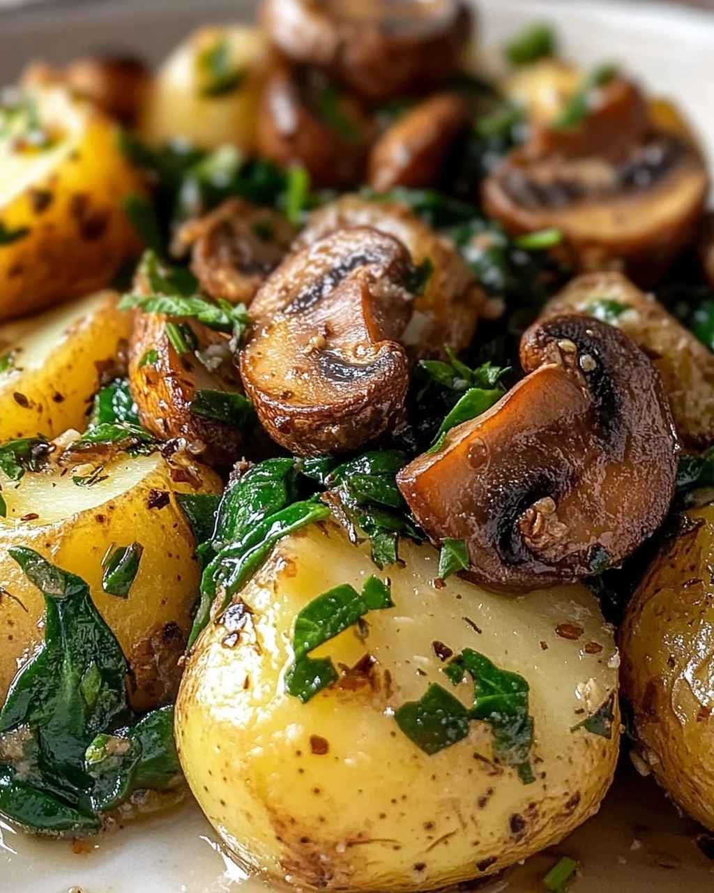 Kartoffeln, Pilze & Spinat: Schnelles Rezept – einfach lecker!