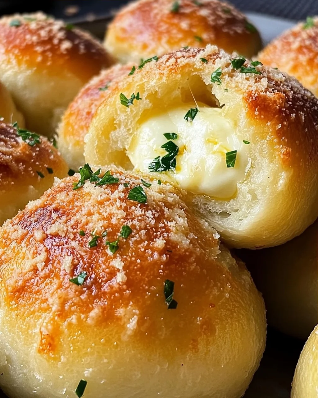 Megalecker Knoblauch Brötchen gefüllt mit Mozzarella Käse