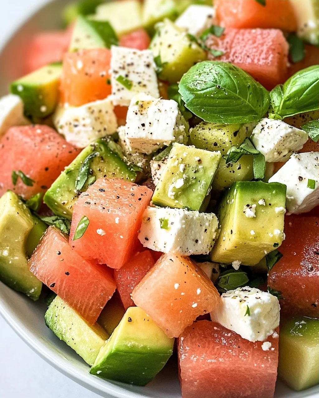 Melonen Feta Salat mit Avocado