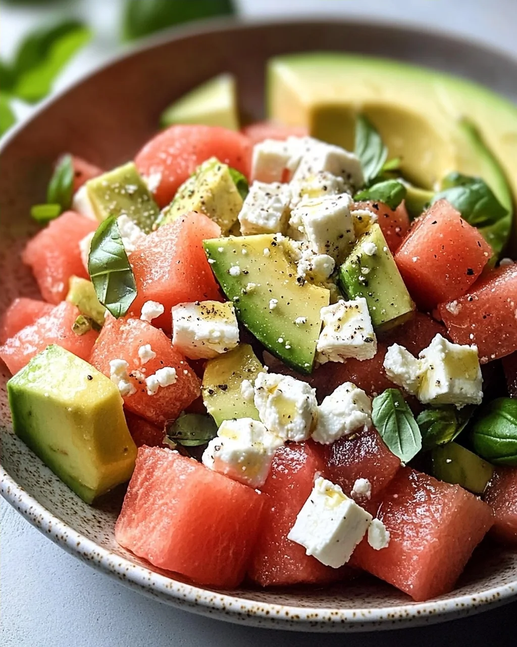 Melonen Feta Salat mit Avocado