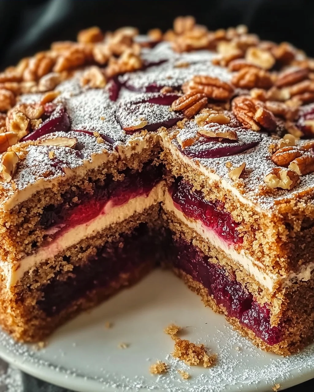Nussiger Zimtkuchen Mit Pflaumenfüllung