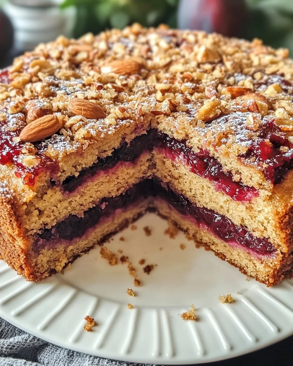 Nussiger Zimtkuchen Mit Pflaumenfüllung