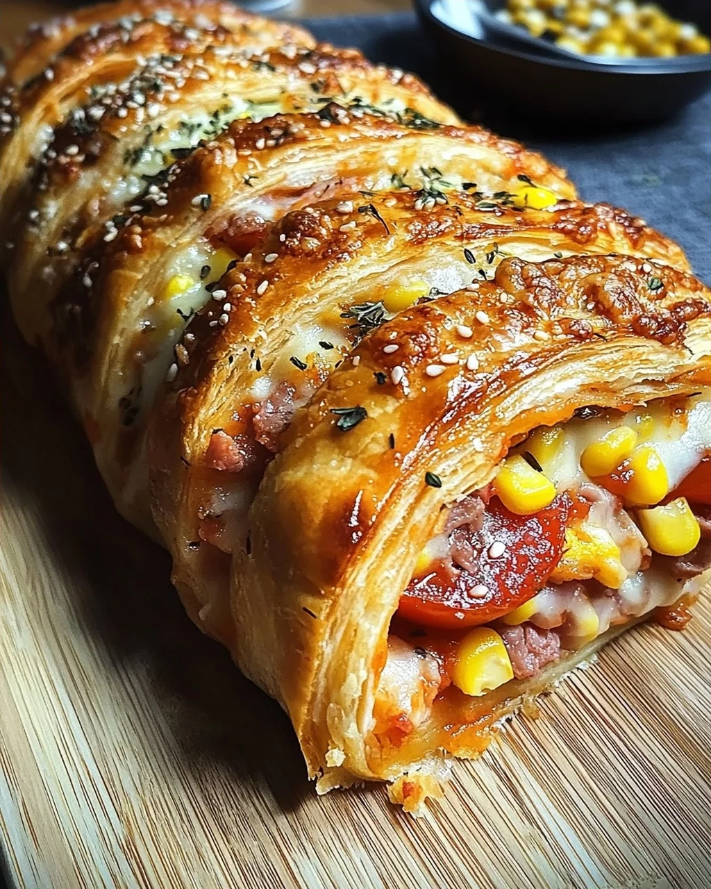 Pizza-Strudel aus fertigem Pizzateig