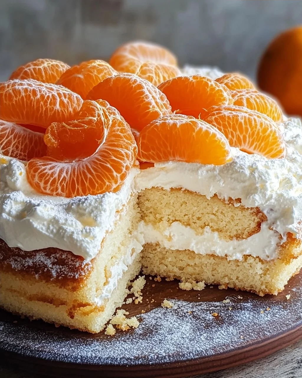 Schneller Schmandkuchen mit Mandarinen vom Blech