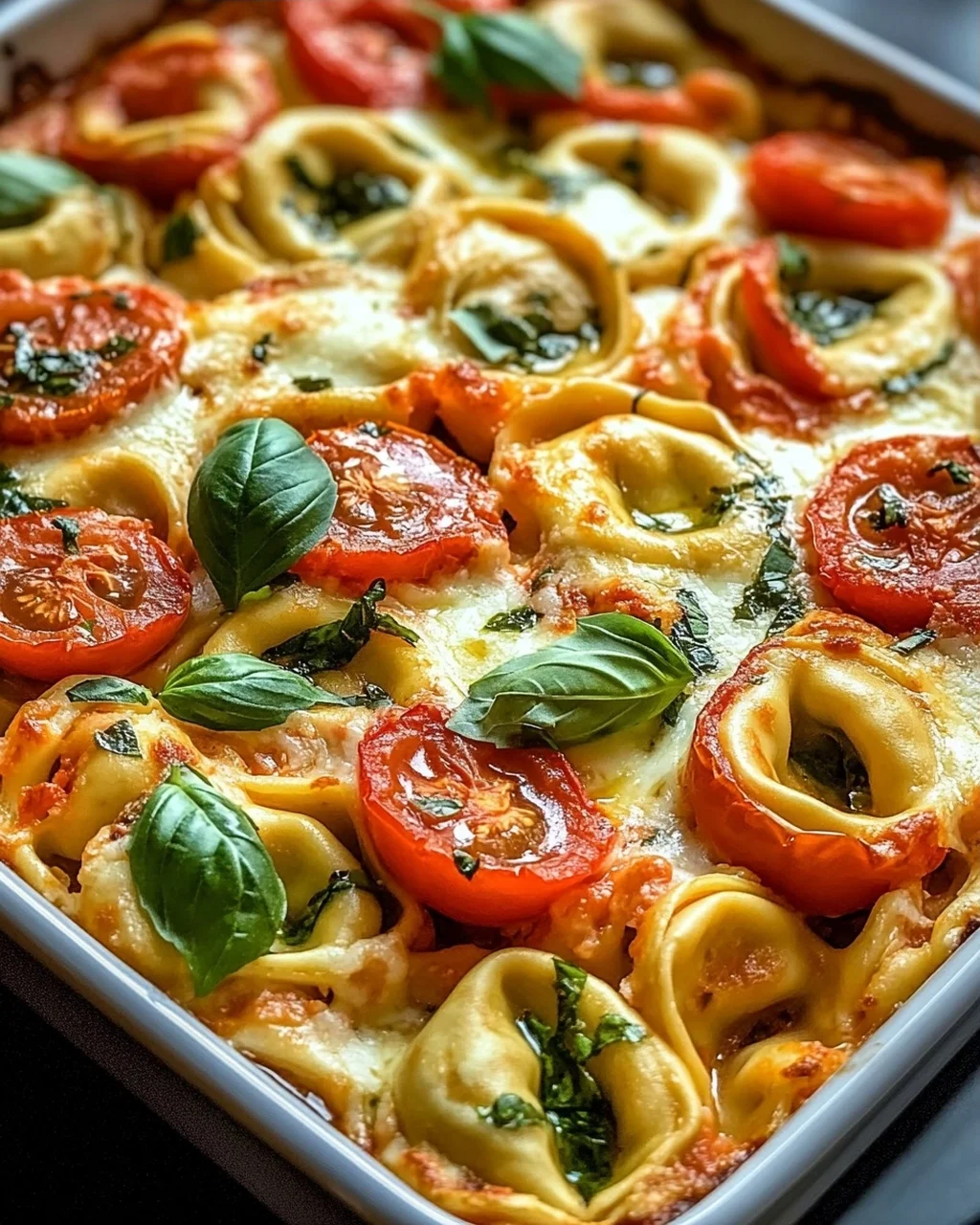 Tortellini-Auflauf mit Tomaten und Mozzarella