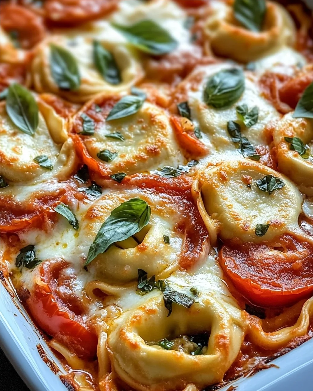 Tortellini-Auflauf mit Tomaten und Mozzarella