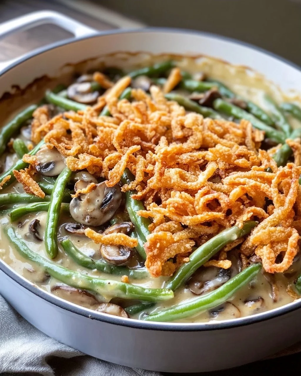 Vegane grüne Bohnenauflauf
