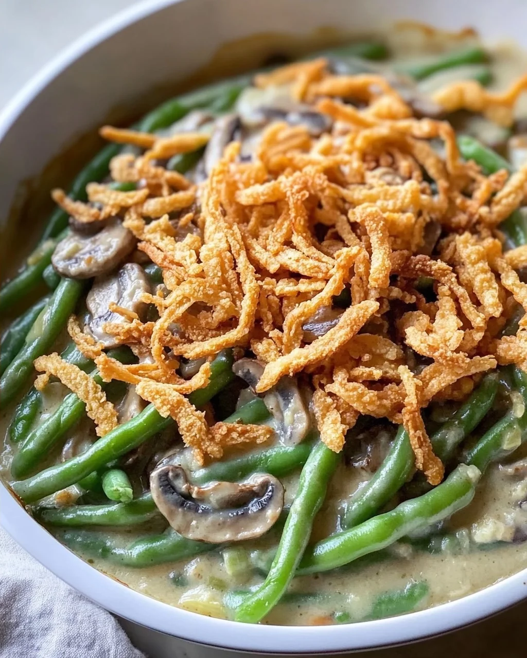 Vegane grüne Bohnenauflauf